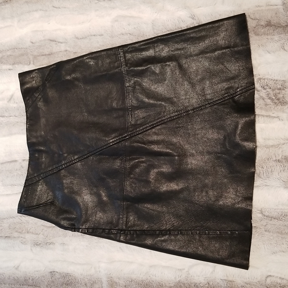 STEFANEL A-LINE PLEATHER SKIRT 8